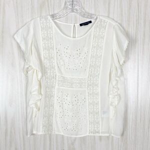 American Eagle | Eyelet Lace Ruffle Sleeve Blouse Size Small